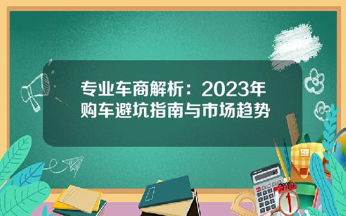 专业车商解析：2023年购车避坑指南与市场趋势