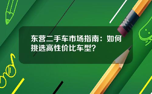 东营二手车市场指南：如何挑选高性价比车型？