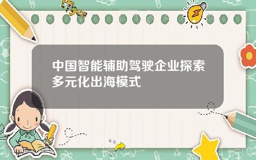 中国智能辅助驾驶企业探索多元化出海模式