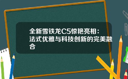 全新雪铁龙C5惊艳亮相：法式优雅与科技创新的完美融合