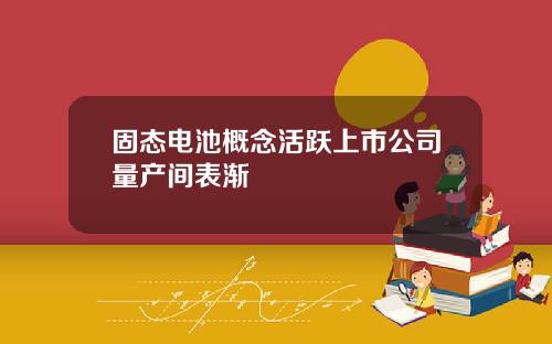 固态电池概念活跃上市公司量产间表渐