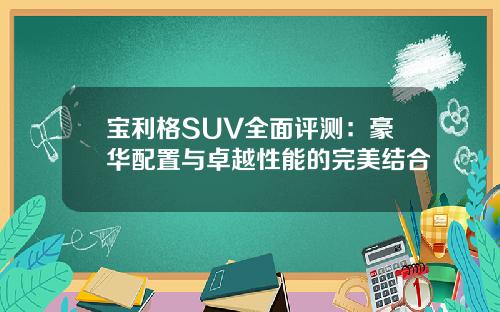 宝利格SUV全面评测：豪华配置与卓越性能的完美结合