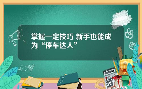掌握一定技巧 新手也能成为“停车达人”