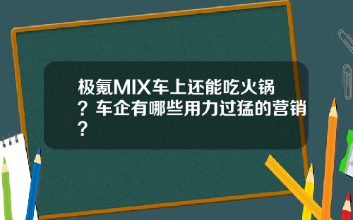极氪MIX车上还能吃火锅？车企有哪些用力过猛的营销？