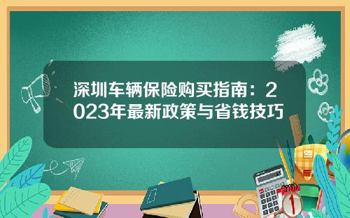 深圳车辆保险购买指南：2023年最新政策与省钱技巧