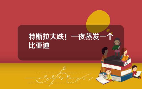 特斯拉大跌！一夜蒸发一个比亚迪