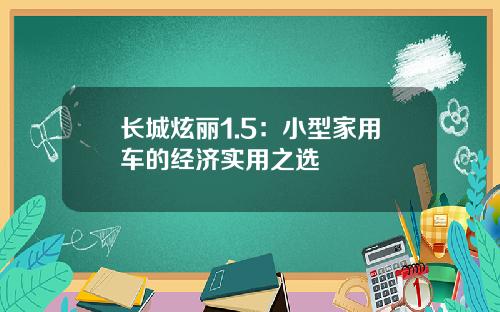 长城炫丽1.5：小型家用车的经济实用之选