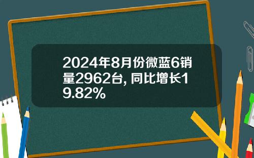 2024年8月份微蓝6销量2962台, 同比增长19.82%