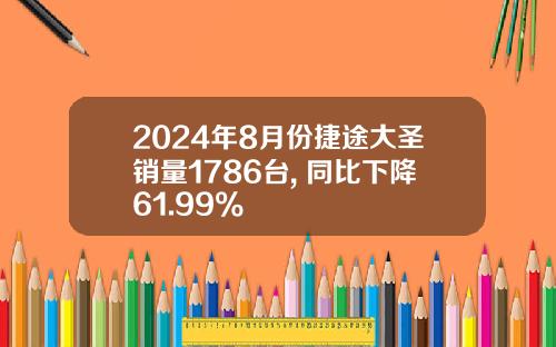 2024年8月份捷途大圣销量1786台, 同比下降61.99%