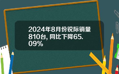 2024年8月份锐际销量810台, 同比下降65.09%