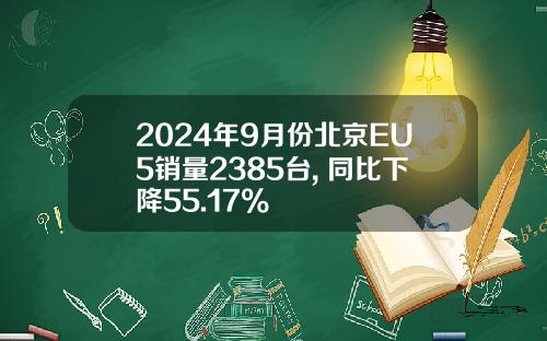 2024年9月份北京EU5销量2385台, 同比下降55.17%