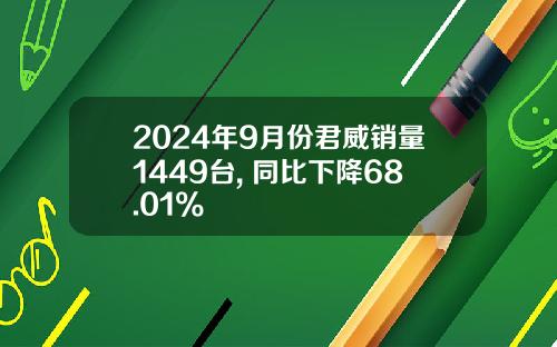 2024年9月份君威销量1449台, 同比下降68.01%