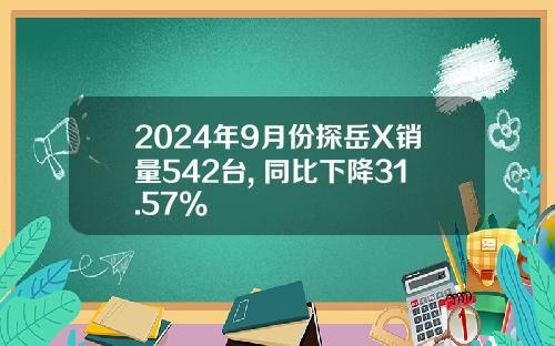 2024年9月份探岳X销量542台, 同比下降31.57%