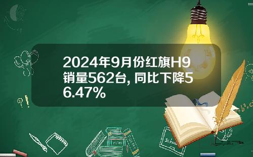 2024年9月份红旗H9销量562台, 同比下降56.47%