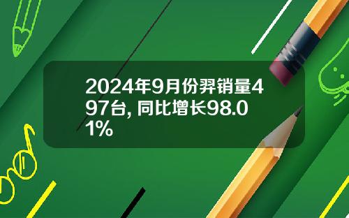 2024年9月份羿销量497台, 同比增长98.01%