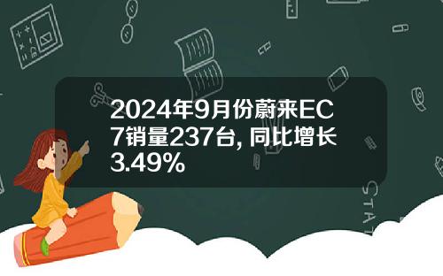 2024年9月份蔚来EC7销量237台, 同比增长3.49%