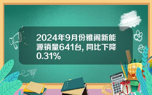 2024年9月份雅阁新能源销量641台, 同比下降0.31%