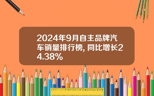 2024年9月自主品牌汽车销量排行榜, 同比增长24.38%